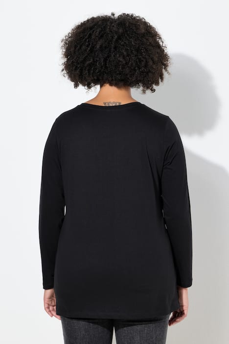 T-Shirt, Totenkopf mit Rosen, Langarm