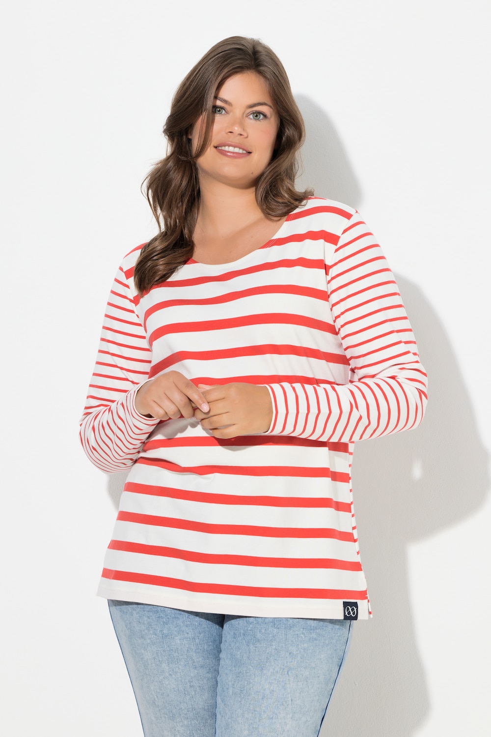 Große Größen Ringelshirt, Damen, rot, Größe: 52/54, Baumwolle, LAURASON