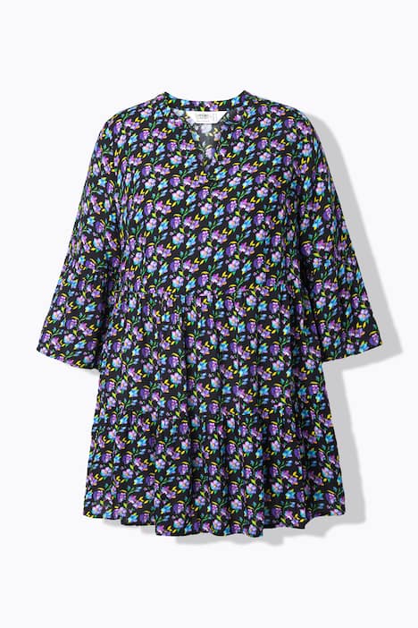 Bluse, bequeme Passform, Blümchen, Volants