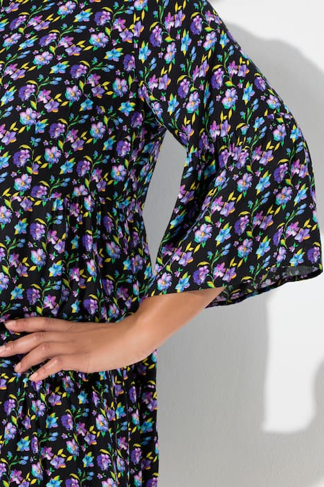 Bluse, bequeme Passform, Blümchen, Volants