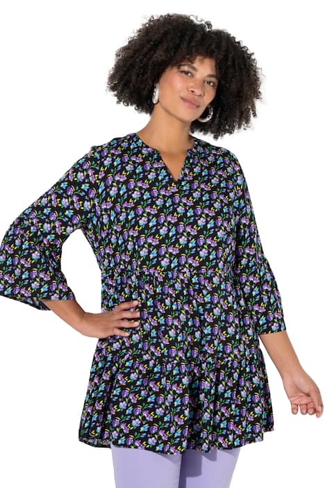 Halenka, pohodlný střih, květiny, volány