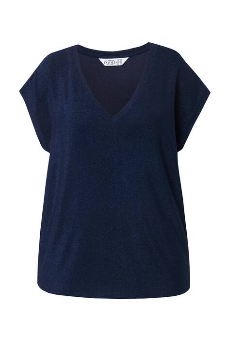 Top, třpytivý žerzej, výstřih do V