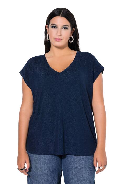 Top, třpytivý žerzej, výstřih do V