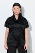 Acetat-Bluse, Crash-Struktur, Oversized, Stehkragen, Halbarm