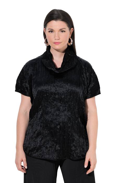 Acetátová halenka, mačkaná struktura, větší velikost, rolák, polodlouhé rukávy