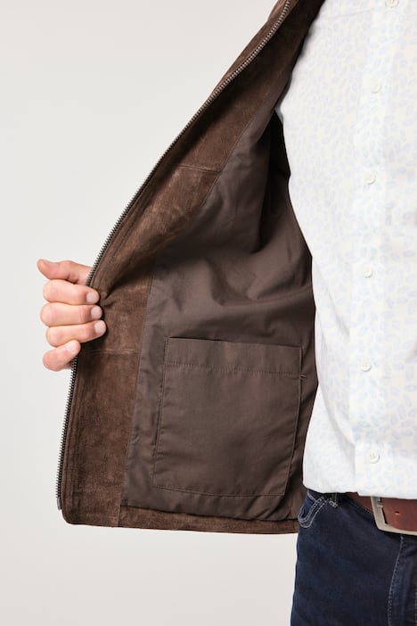 JP1880 Lederweste, Leder, kerniges Pig-Split Veloursleder, Stehkragen, bis 7 XL