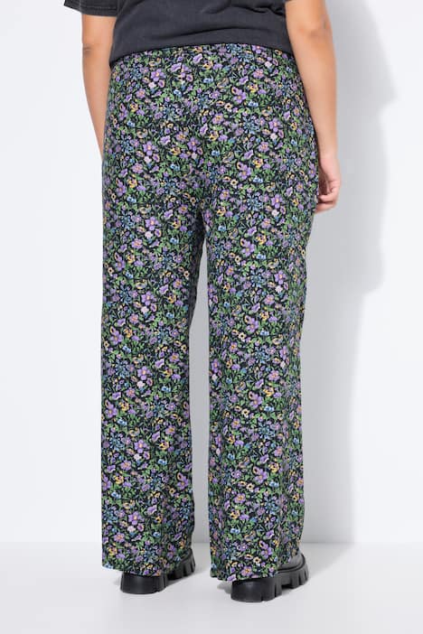 Palazzo-broek, wijde pijpen, hoge taille, flowers