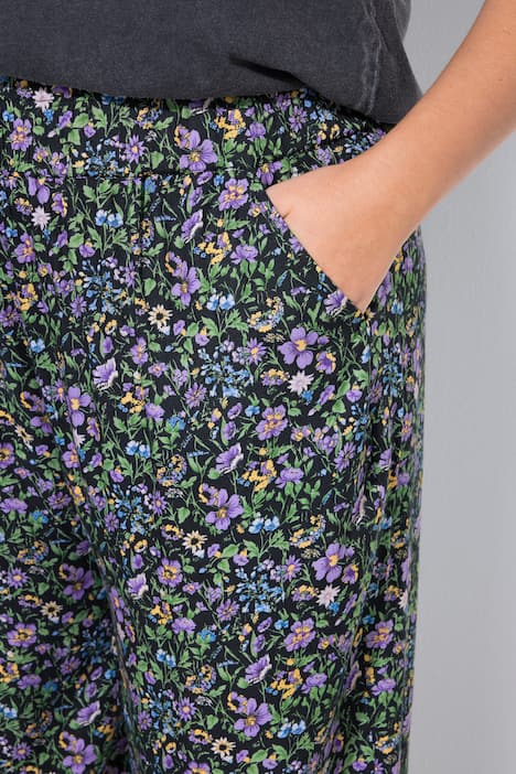 Palazzo-broek, wijde pijpen, hoge taille, flowers