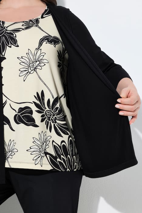 Layered Look 2-in-1 Flower Print Blouse