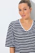 T-shirt, strepen, relaxed, V-hals, korte mouwen