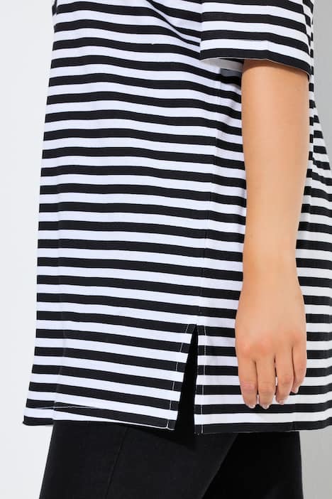 T-shirt, strepen, relaxed, V-hals, korte mouwen