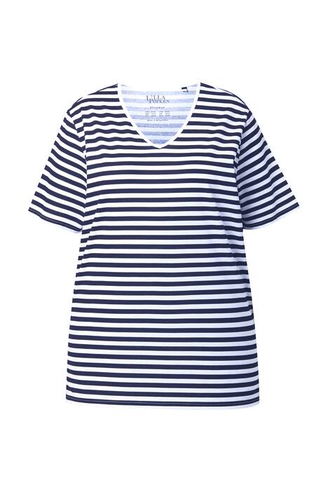 Tričko, pruhy, Relax, výstřih do V, krátké rukávy