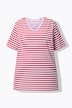 T-shirt, strepen, relaxed, V-hals, korte mouwen
