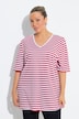 T-shirt, strepen, relaxed, V-hals, korte mouwen