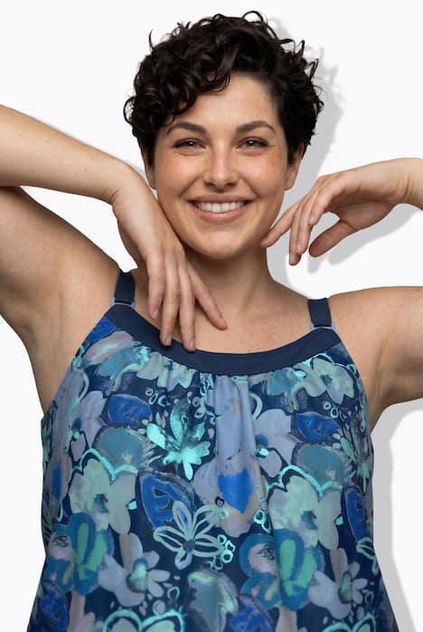 Tankini mit Radler, Blüten, Softcups, Träger verstellbar