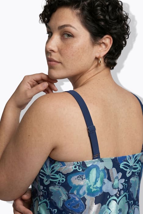 Tankini mit Radler, Blüten, Softcups, Träger verstellbar