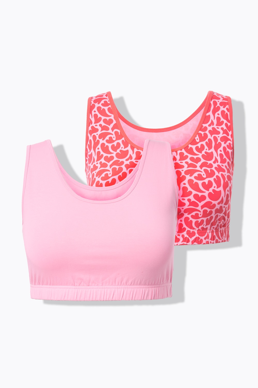 Bustiers, set van 2, harten/effen, zonder beugel