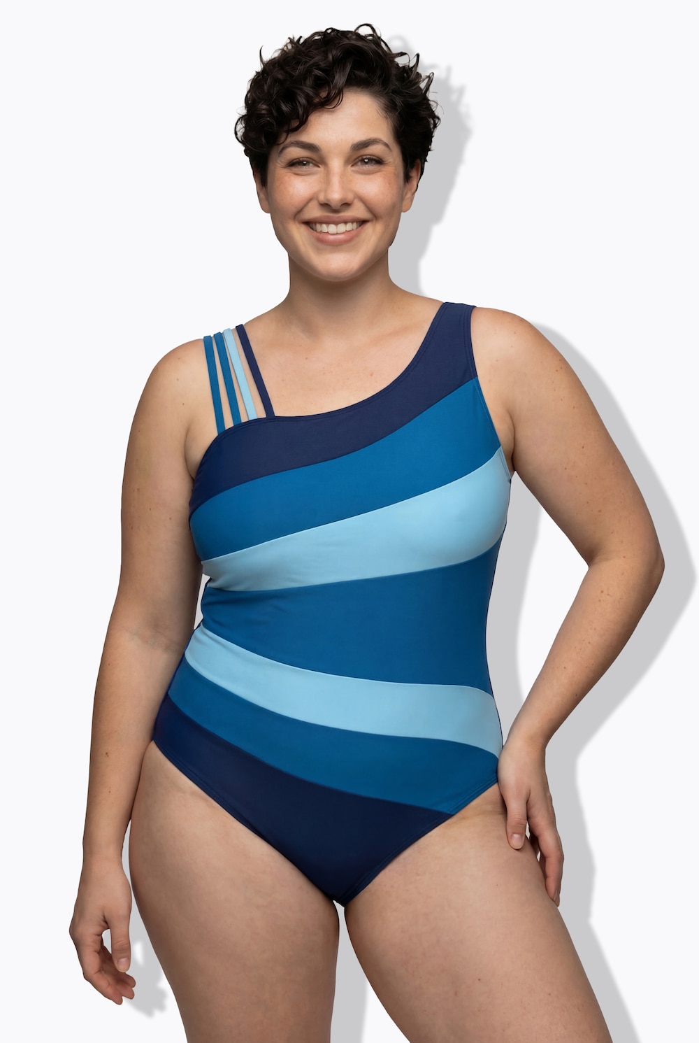 Badeanzug, Colorblocking, Softcups, Rundhals, recycelt