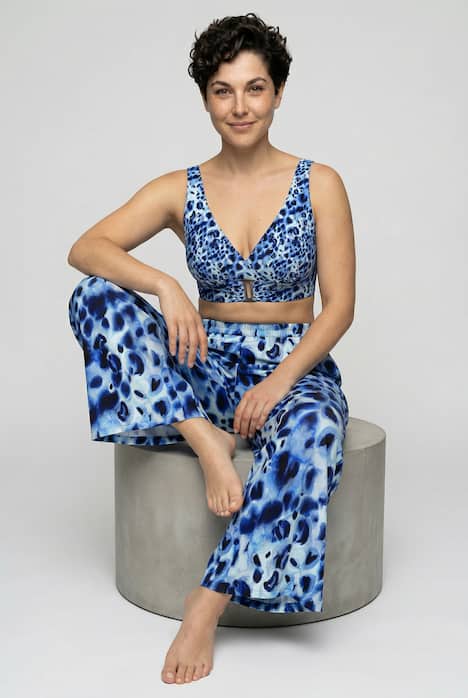 Palazzohose, Animal-Muster, weites Bein, Elastikbund