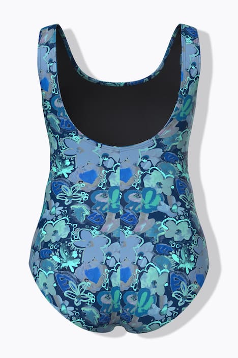 Badpak, bloemen, zonder zachte cups, ronde hals