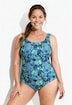 Badeanzug, Blüten, ohne Softcups, Rundhalsausschnitt