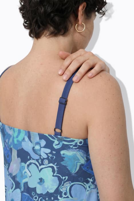 Badeanzug, Blüten, ohne Softcups, Rundhalsausschnitt
