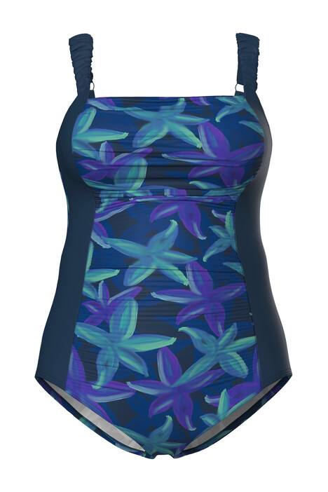 Plavky s květinovým vzorem, měkké košíčky, řasená ramínka, recyklované