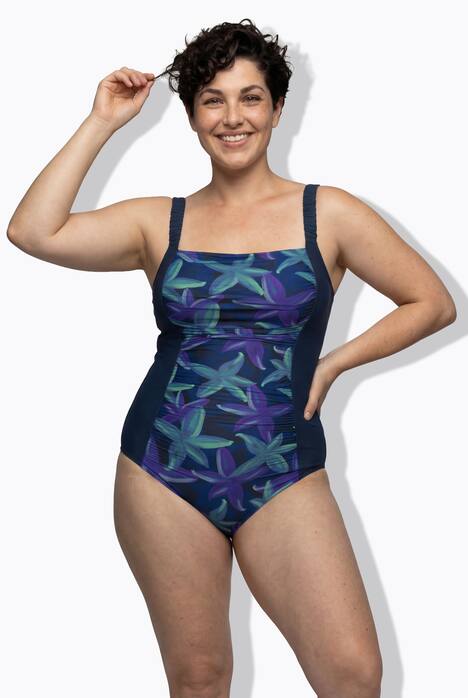 Badeanzug, Blüten, Softcups, Scunchträger, recycelt