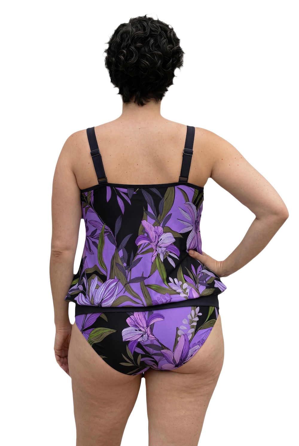Stora storlekar Tankini, Dam, svart, storlek: 58/60, Syntetfibrer/Elastan, Ulla Popken