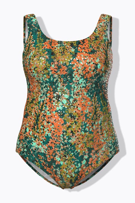 Badeanzug, Blütenpunkte, ohne Softcups, Runshalsausschnitt