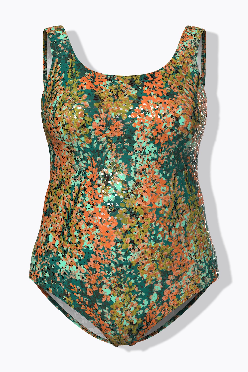 Badpak, bloemstippen, zonder zachte cups, ronde hals