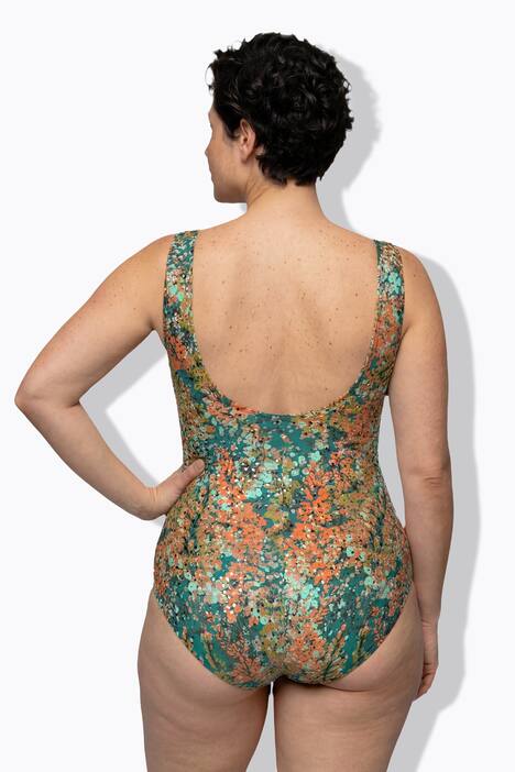 Badeanzug, Blütenpunkte, ohne Softcups, Runshalsausschnitt