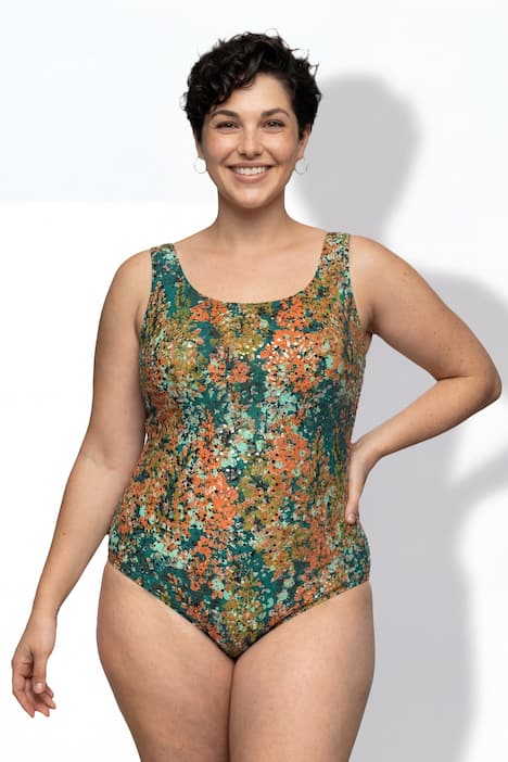 Badeanzug, Blütenpunkte, ohne Softcups, Runshalsausschnitt