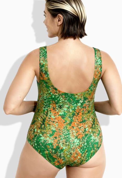 Badeanzug, Blütenpunkte, ohne Softcups, Runshalsausschnitt