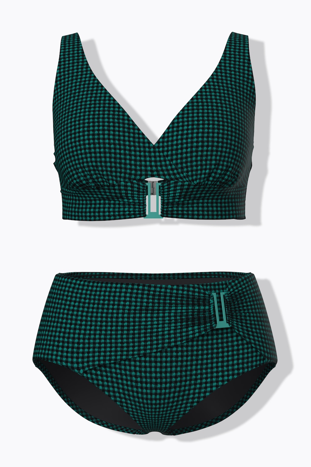 Bikini, Karo, Softcups, Zierschnalle, Powermesh-Futter