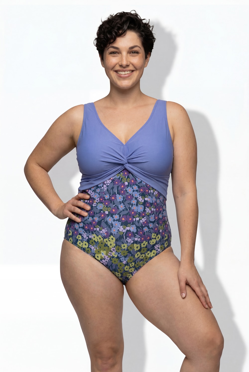 Badeanzug, Blüten, Softcups, Zierknoten, recycelt