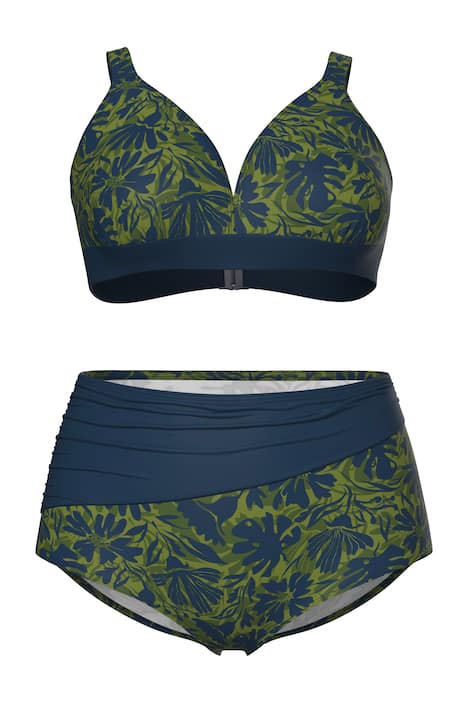 Bikiny, květinový vzor, bez měkkých košíčků, nastavitelná ramínka, recyklovaný materiál