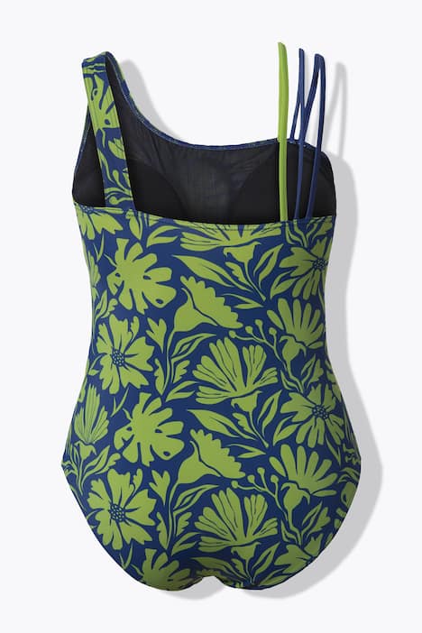 Badpak, bloemen, zachte cups, ronde hals, gerecycled