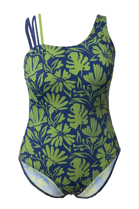 Plavky, květiny, měkké košíčky, kulatý výstřih, recyklovaný materiál