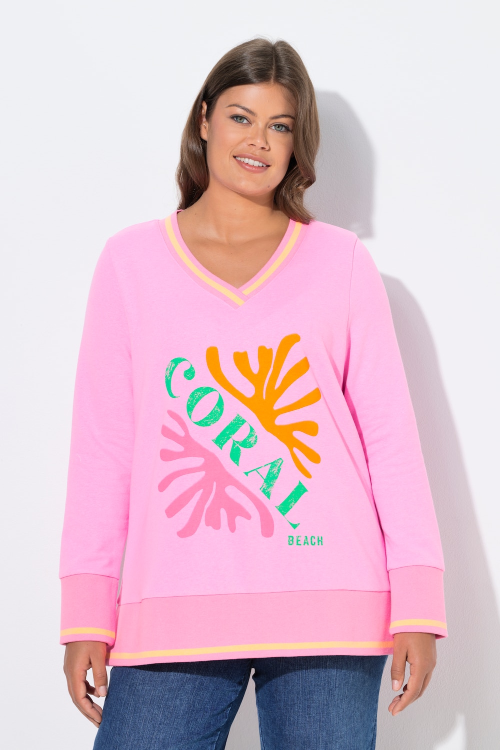 Große Größen Sweatshirt, Damen, rosa, Größe: 52/54, Polyester/Baumwolle, LAURASON