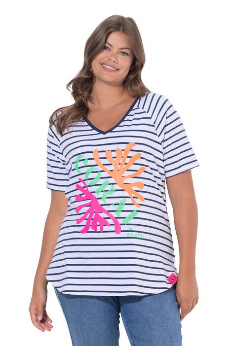 Pruhovaná polokošile, 1/2 rukáv, V výstřih