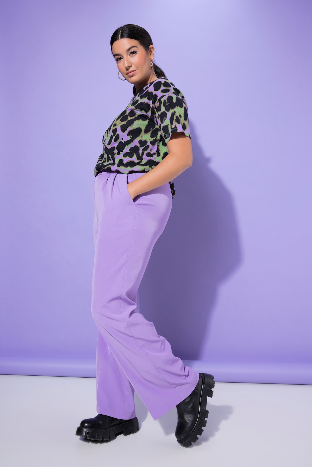 Große Größen Hose, Damen, lila, Größe: 42, Polyester, Studio Untold