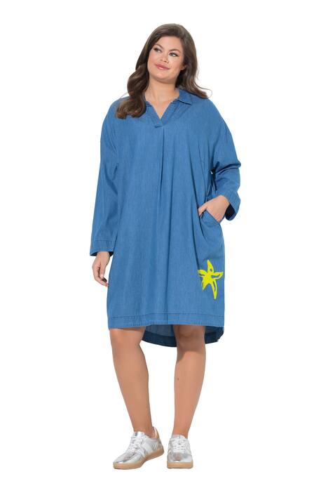 džínové šaty, dlouhé rukávy