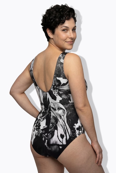 Badeanzug, Glitzerkante, ohne Softcups, V-Ausschnitt