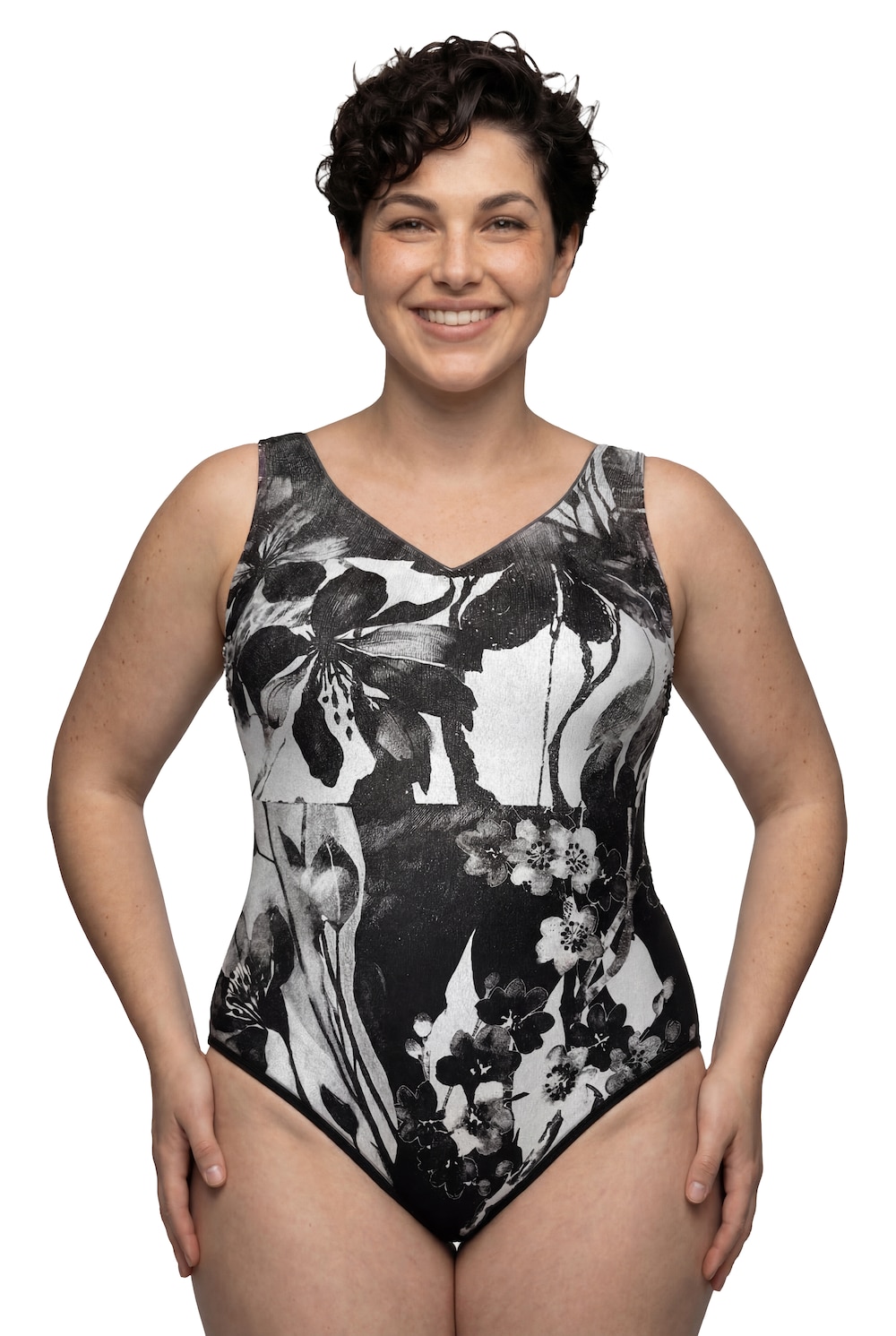 Stora storlekar Baddräkt, Dam, svart, storlek: 52, Polyester/Elastan, Ulla Popken