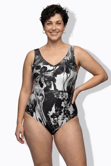 Maillot de bain sans bonnets souples, liseré scintillant et décolleté en V