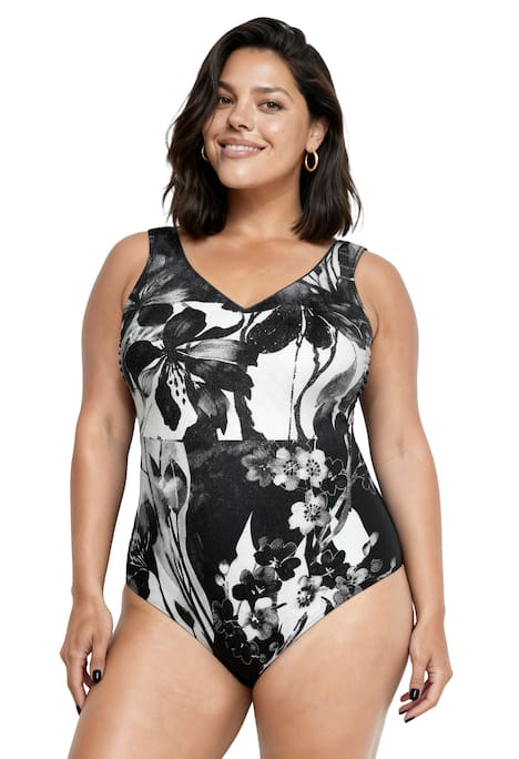 Plavky, třpytivý lem, bez měkkých košíčků, V výstřih