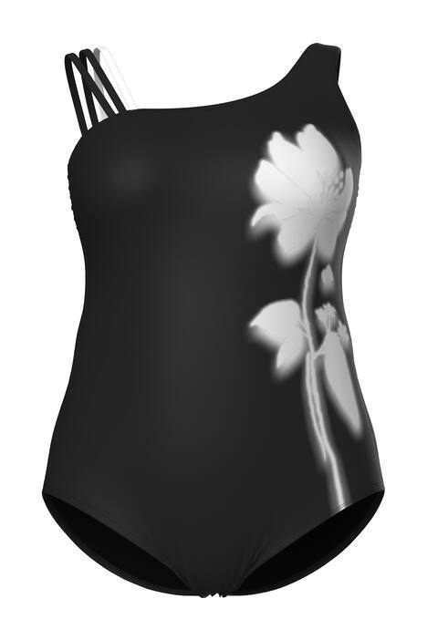 plavky, květiny, měkké košíčky, kulatý výstřih, recyklovaný materiál