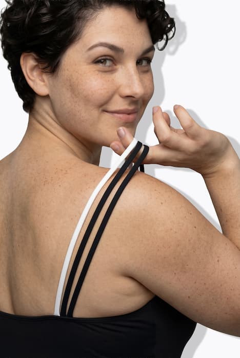 Badeanzug, Blüten, Softcups, Rundhals, recycelt