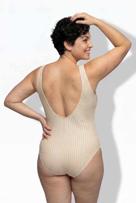 Badeanzug, Streifenstruktur, Softcups, Zierring